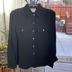 Stefano Studio’s 100% silk black blouse, M.